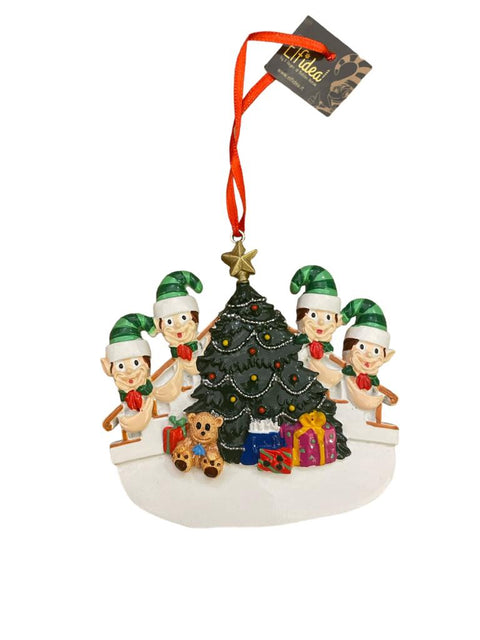 Elfidea Pendente albero Natale in resina con 4 elfi e alberello 10xh19 cm