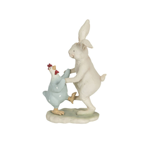 CLAYRE & EEF Decorazione coniglio danzante con pollo bianco 12x7x19 cm 6PR3192
