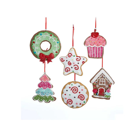 Kurt S. Adler Gingerbread Cookie Christmas Tree Hanging Ornaments 6 Variations 8.89cm
