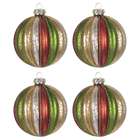 CLAYRE &amp; EEF Christmas decoration set of 4 multicolored glass balls for tree Ø 8 cm