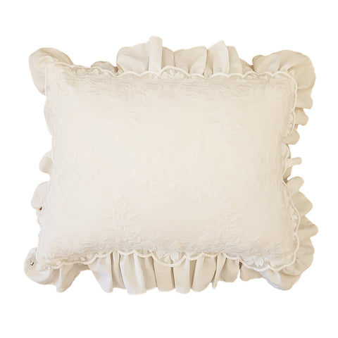 CHARMING Rectangular furnishing cushion with embroidery and flounce "LUIS XVI" 52x45 cm