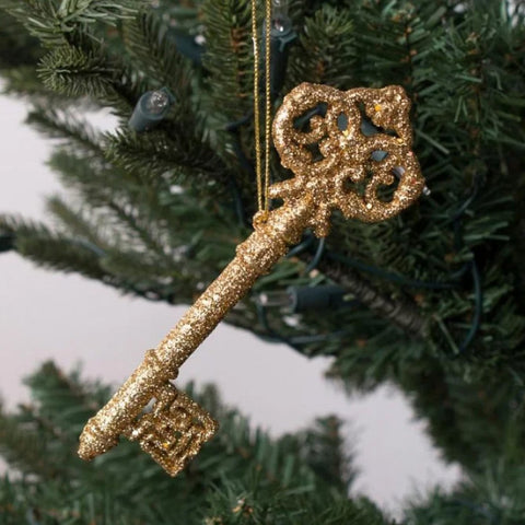 GOODWILL Key Décoration de Noël 2 variantes résine dorée à paillettes H15 cm