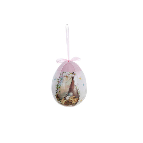 BLANC MARICLO' Decorazione uova albero Pasqua fiori e pulcini rosa 7x7x10 cm