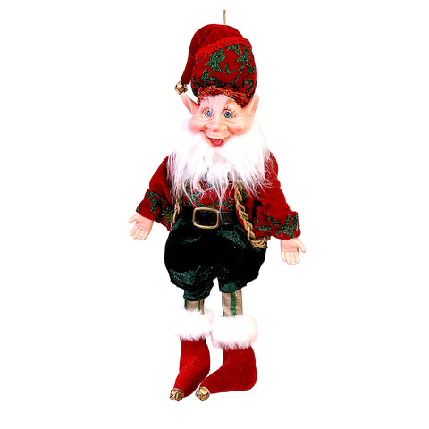 VETUR Elfo di Babbo Natale in resina rosso e nero da appendere h90 cm