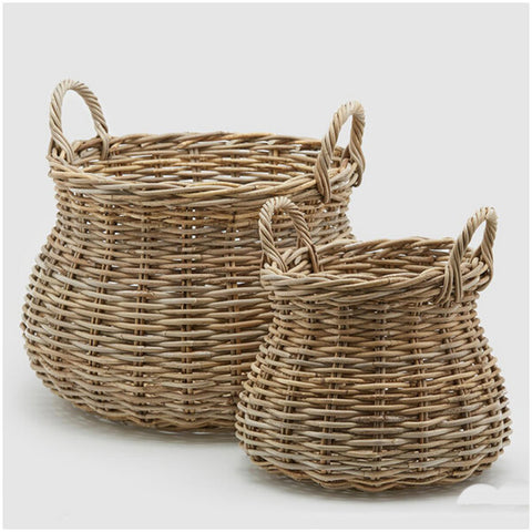 Edg - Enzo De Gasperi Round convex rattan basket 2 variants (1pc)