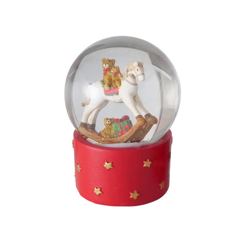 Boltze Snow globe "Brooks" with bear on rocking horse