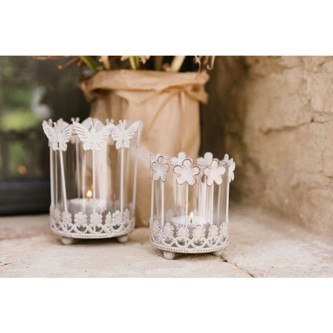 Nuvole di Stoffa Set of 2 Shabby glass and metal candle holders 12.5/9.5 cm