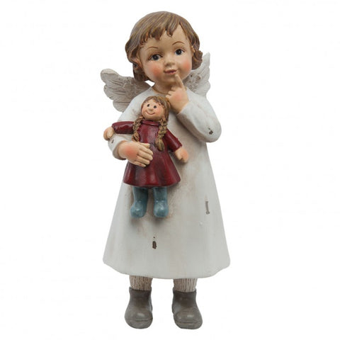 CLAYRE E EEF Decorazione natalizia Statua angelo con bambola 6x5x14 cm