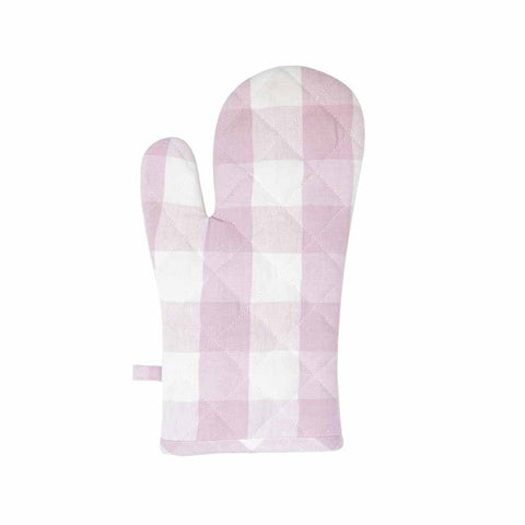 CLAYRE &amp; EEF Pink checked cotton oven mitt 16x30 cm CFA44P