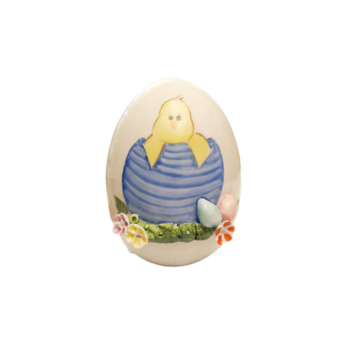SBORDONE Oeuf décoré de poussin Décoration de Pâques en porcelaine h8 cm