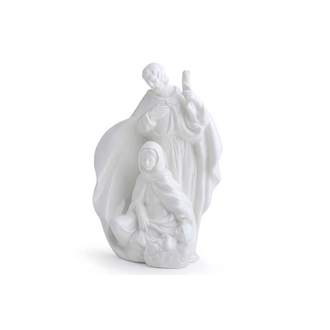 HERVIT Statuetta natività decoro sacra famiglia porcellana bianca H16 cm