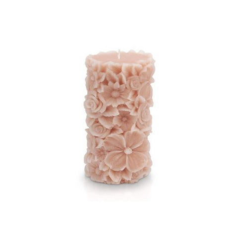 CERERIA PARMA Snot flowery small decorative candle blush wax Ø6,5 H10 cm