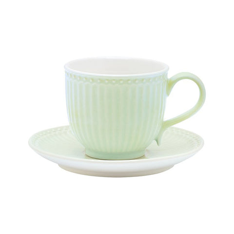 GREENGATE ALICE tea cup and saucer in green porcelain STWCUPSAALI3906