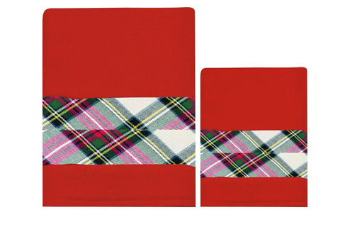 PREZIOSA LUXURY Set of 2 Christmas red tartan towels TARTAN1+1ROSSO