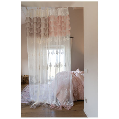 L'ATELIER 17 Shabby Chic "Andromeda" lace and tulle bedroom curtain 140x290 cm 5 variants