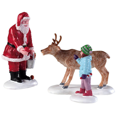 LEMAX 3-piece set Reindeer, father and girl "Reindeer Goodies" Caddington Village