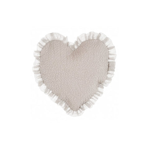 BLANC MARICLO' TIEPOLO coussin décoratif en forme de coeur à volants blancs 35x35 cm