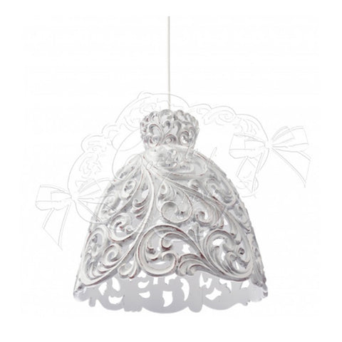 COCCOLE DI CASA Shabby chic white damask suspension lamp Ø35xh36 cm
