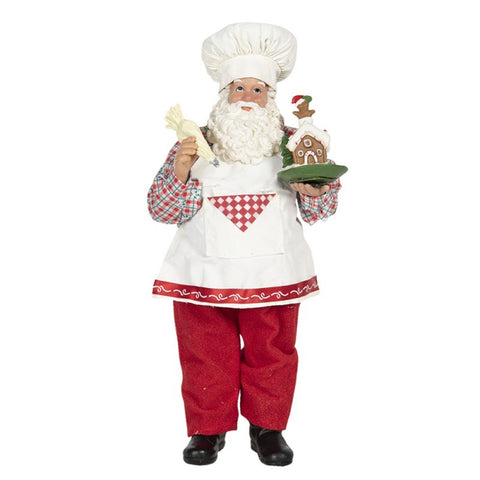 CLAYRE E EEF Decorazione natalizia Babbo Natale pasticciere con torta 13x10x28cm