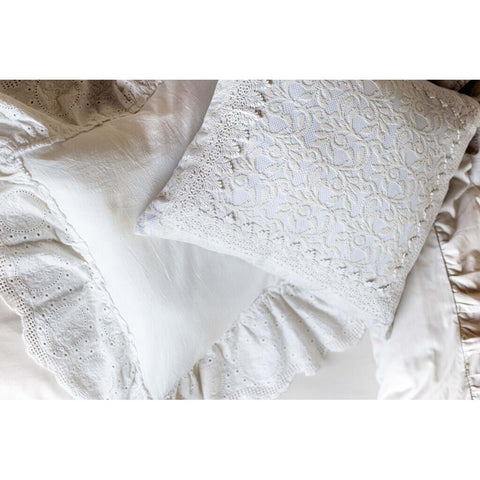 Blanc Mariclò Coussin en coton avec décoration Shabby Chic "Tintoretto" 45x45 cm