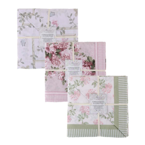 Completo Lenzuola singolo bianco Vintage Floral Collection Blanc
