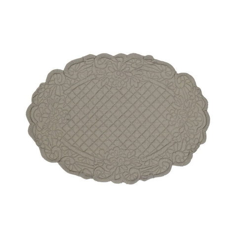 BLANC MARICLO' Set of 2 oval matelassé cotton placemats in rope color 30x20 cm