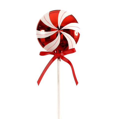VETUR Decorazione natalizia Lecca lecca bastoncino bianco rosso con fiocco 45 cm