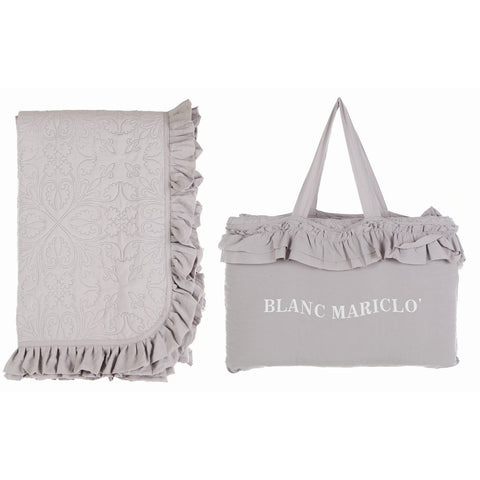 BLANC MARICLO' Single boutis bedspread with beige frill 180x260 cm A2858199BG