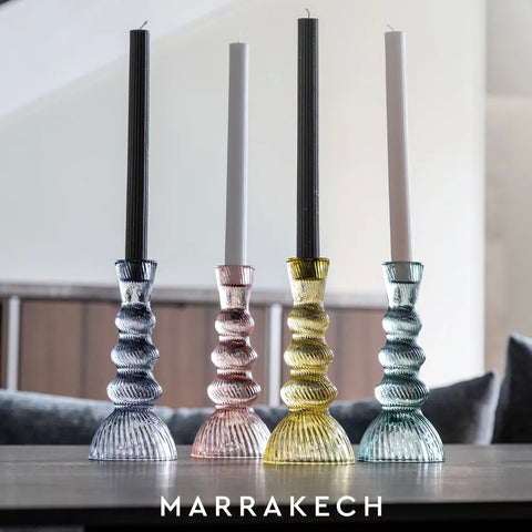 Emò Italia Small glass candlestick "Marrakech" 7xh15.5 cm 4 variants (1pc)