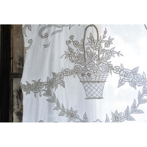 Blanc Mariclò Lot de deux rideaux Shabby en lin mélangé "Dentelle" 140x290 cm