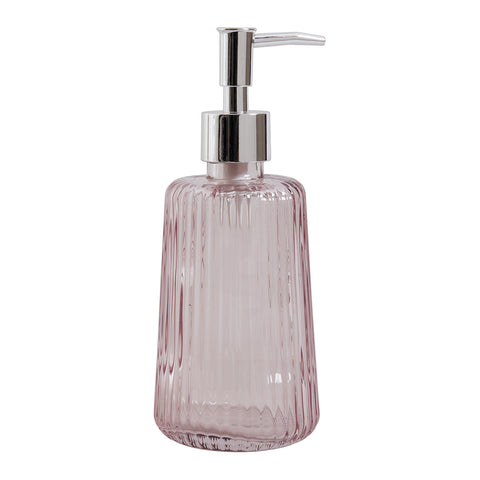 Mathilde M. Cotelè pink glass ribbed soap dispenser 6xh19 cm