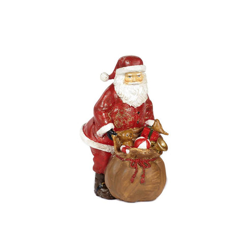 GOODWILL Père Noël avec sac de cadeaux Décoration de Noël en résine rouge H16 cm