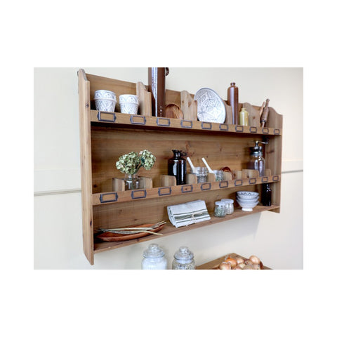 CHIC ANTIQUE Hanging spice rack with wooden kitchen shelves 120x12x70 cm