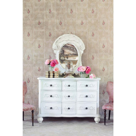 Blanc Mariclò Dresser in ivory wood with 9 antiqued drawers "Antica Poesia"