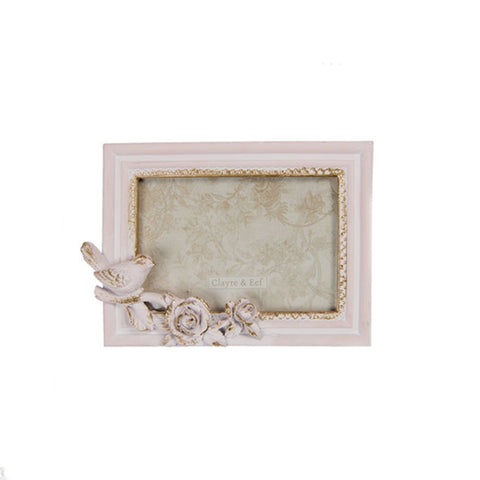 CLAYRE E EEF Photo frame with pastel pink and gold birds 10x15 cm