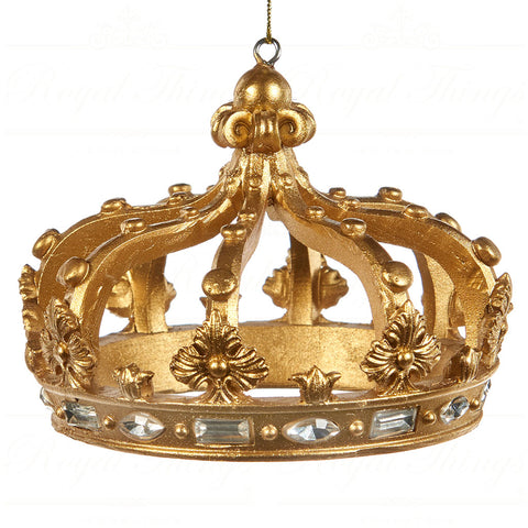 GOODWILL Christmas decoration Crown to hang gold resin with rhinestones 9 cm