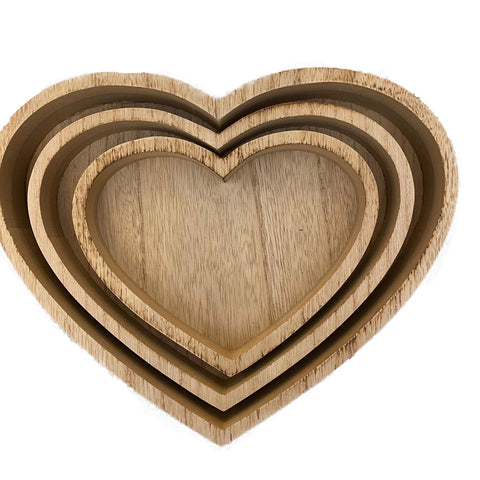 MAGNUS REGALO Set 3 vassoi in legno a forma di cuore in legno 3141300