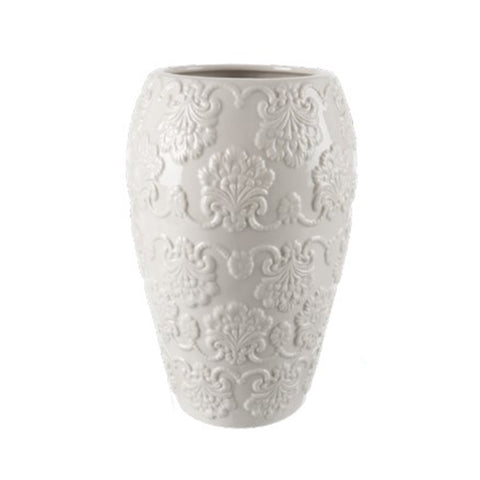 COCCOLE DI CASA Vaso per fiori o cucina con ghirigori in ceramica bianca Shabby Chic "Daphne" D.16XH.24 cm