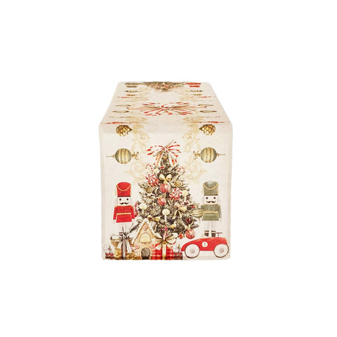 BLANC MARICLO' Runner natalizio rettangolare CHRISTMAS CAROL cotone 45x150 cm