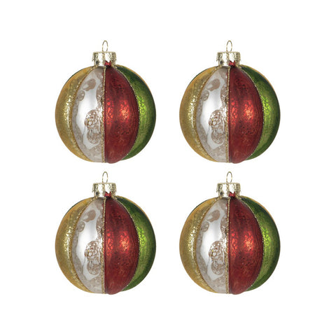 Clayre &amp; Eef Set of 4 multicolored glass Christmas tree balls Ø8cm