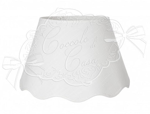 COCCOLE DI CASA Grand abat-jour capot festonné en tissu blanc E27 Shabby Chic Vintage D25xD50xH.30 cm