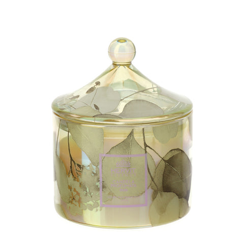 Hervit Yellow floral glass candle "Botanic Pagoda" D9.5x12 cm