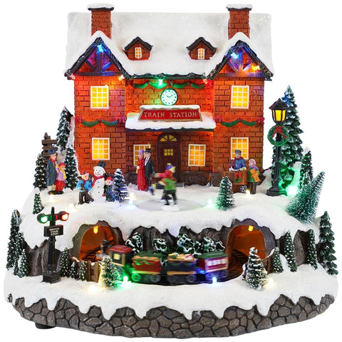TIMSTOR Build your own Christmas village train station 30,5x27x27 cm