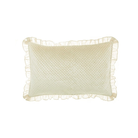BLANC MARICLO' TRÉSOR velvet pillowcase with ivory cotton frill 50x80 cm