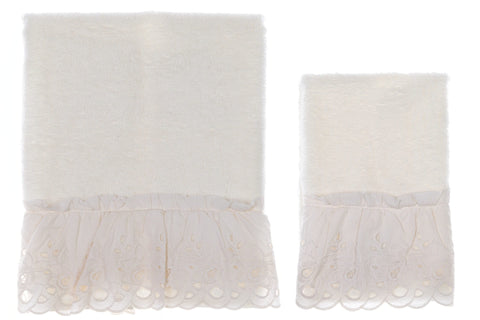 BLANC MARICLO' Paire de serviettes éponge rose, crème et tourterelle 50x80cm A2881999PA