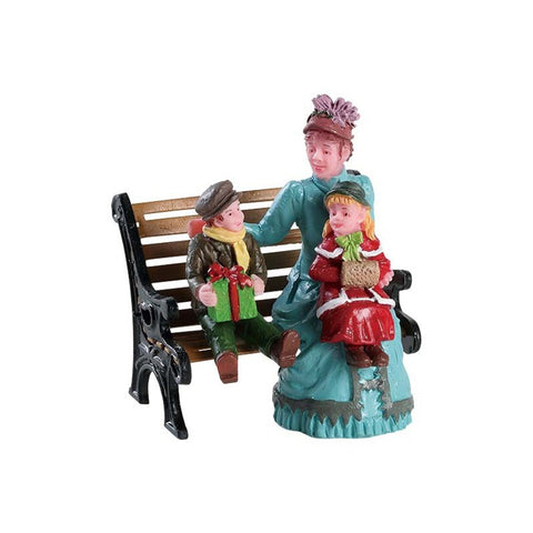 LEMAX Characters Sitting together on the bench "Sitting Together" for your Christmas village