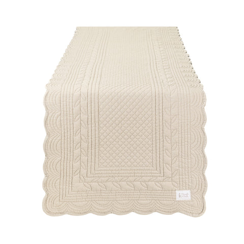 NUVOLE DI STOFFA Runner da tavola quilt beige in cotone DEMETRA 40x130 cm
