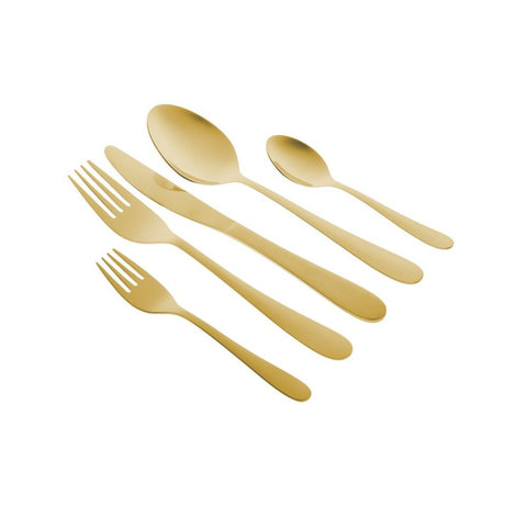 INART 6-person kitchen cutlery set, 30-piece set in metallic gold stainless steel