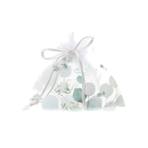 Hervit White and green organza bag with lace "Botanic" 16x6xH17 cm