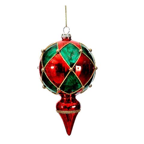 VETUR Sfera natalizia palla per albero di natale in vetro rosso e verde 16cm